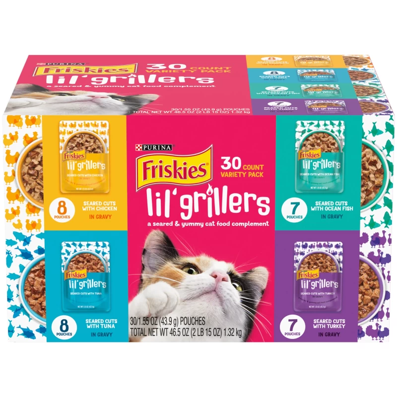 Purina Friskies Lil' Grillers Wet Cat Food Variety Pack, 1.55 oz Pouch