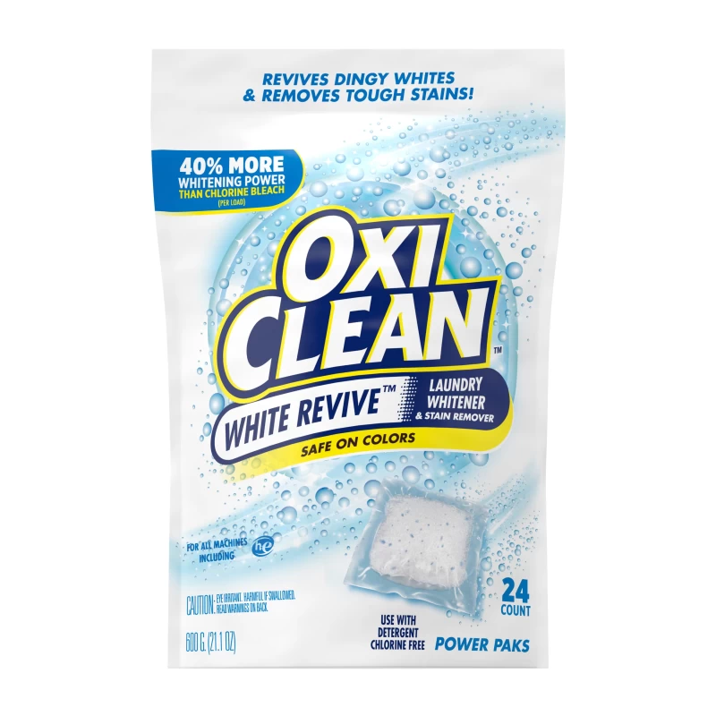 OxiClean White Revive Laundry Whitener Stain Remover Power Paks, 24 Count