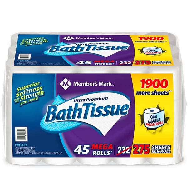 Ultra Premium Soft and Strong 2-Ply Toilet Paper (275 sheets/roll, 45 rolls)