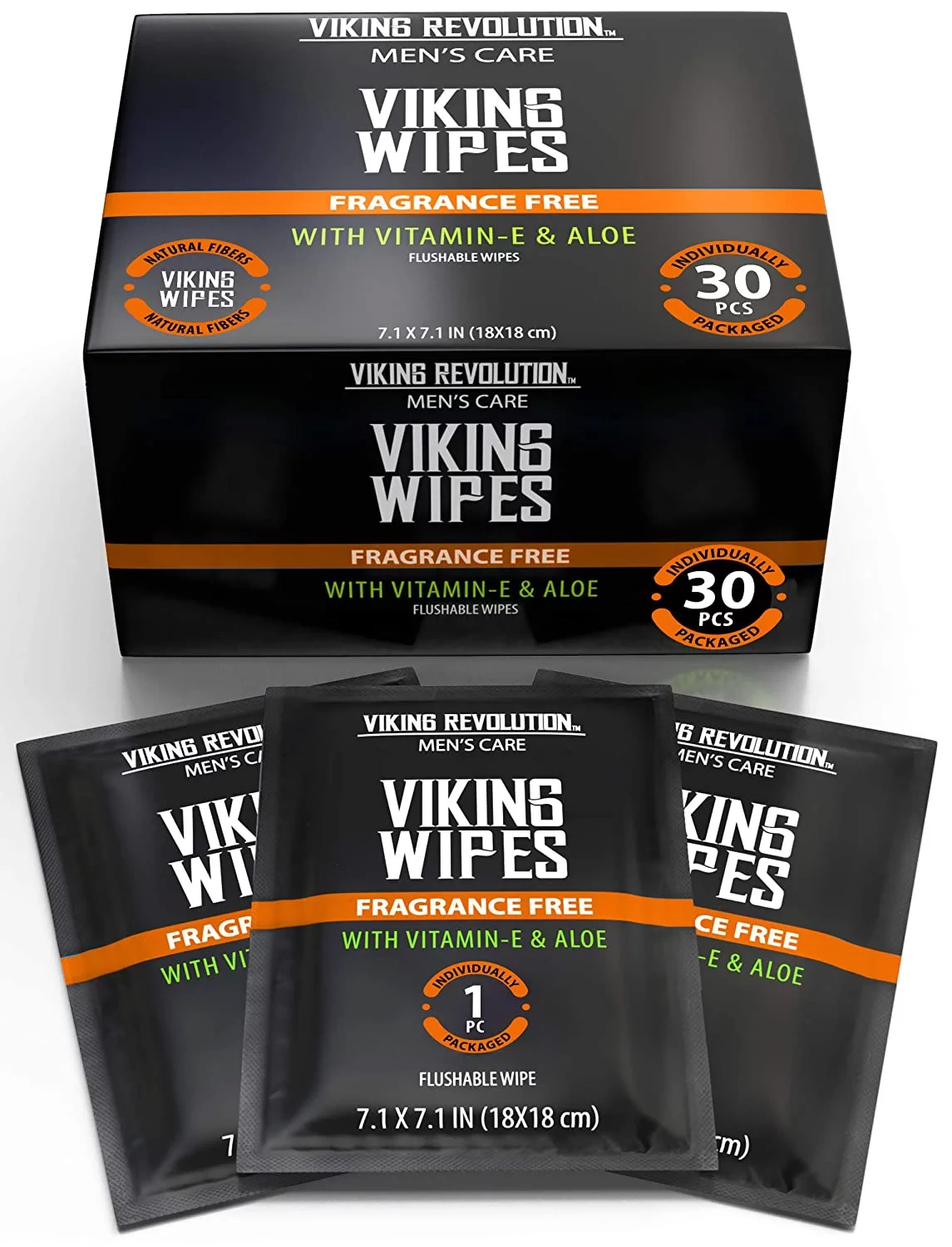 Viking Revolution - Flushable Wet Wipes for Adults - Travel Wipes- Disposable Toilet Wipes - Unscented, 30