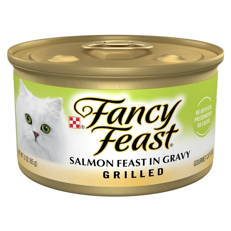 Purina Fancy Feast Grilled Wet Cat Food Salmon in Gravy, 3 oz Cans (24 Pack)