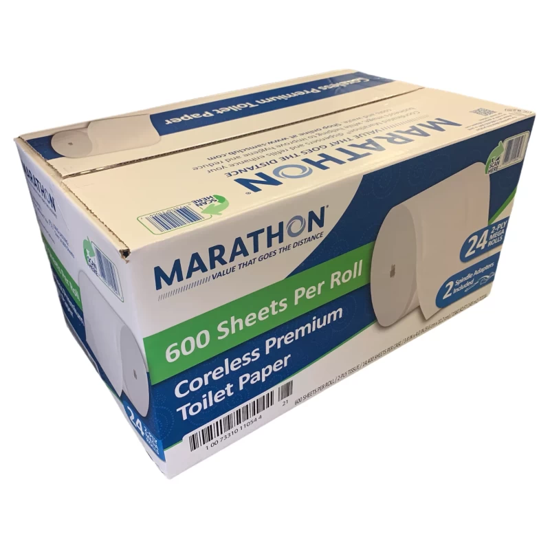 Marathon Coreless Premium 2-Ply Toilet Paper, 600 Sheets/Roll (24 rolls/case)