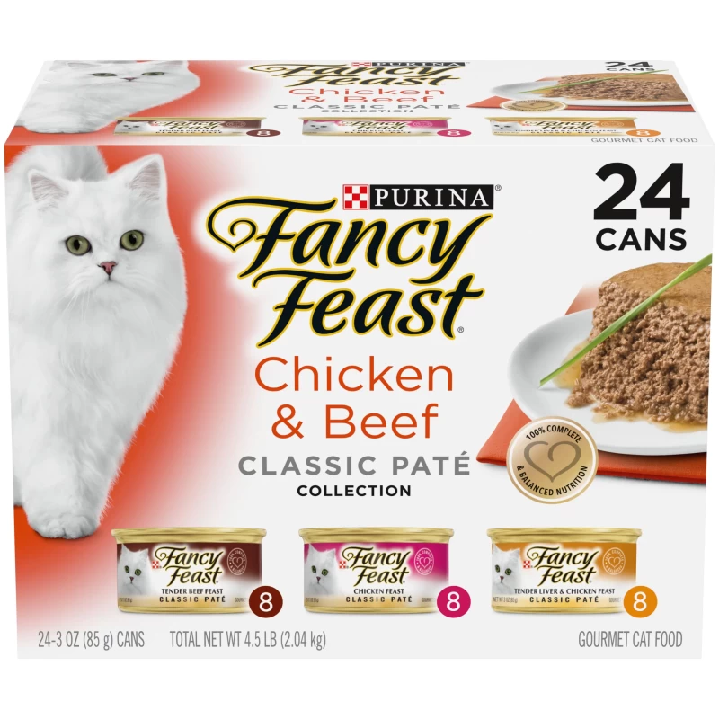 Purina Fancy Feast Classic Pate Wet Cat Food Variety Pack, 3 oz Tubs (24 Pack)