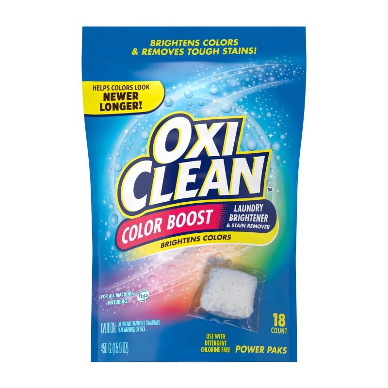 OxiClean Color Boost Color Brightener plus Stain Remover Power Paks, 18 Count