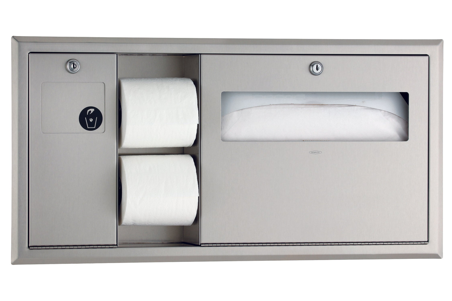 Bobrick B-3091 - ClassicSeries� Recessed-Mounted Toilet Tissue, Seat-Cover Dispenser and Waste Disposal
