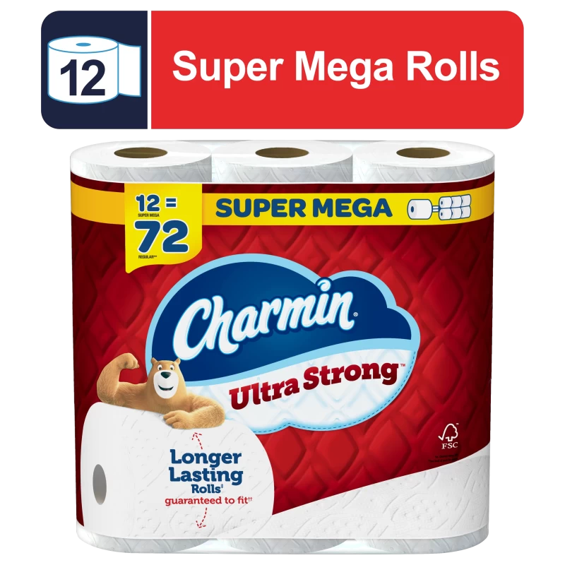 Charmin Ultra Strong Toilet Paper, 12 Super Mega Rolls