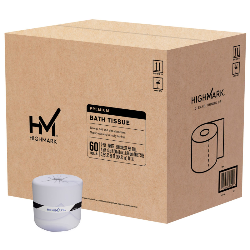 Highmark® Premium 2-Ply Toilet Paper, 500 Sheets Per Roll, Pack Of 60 Rolls