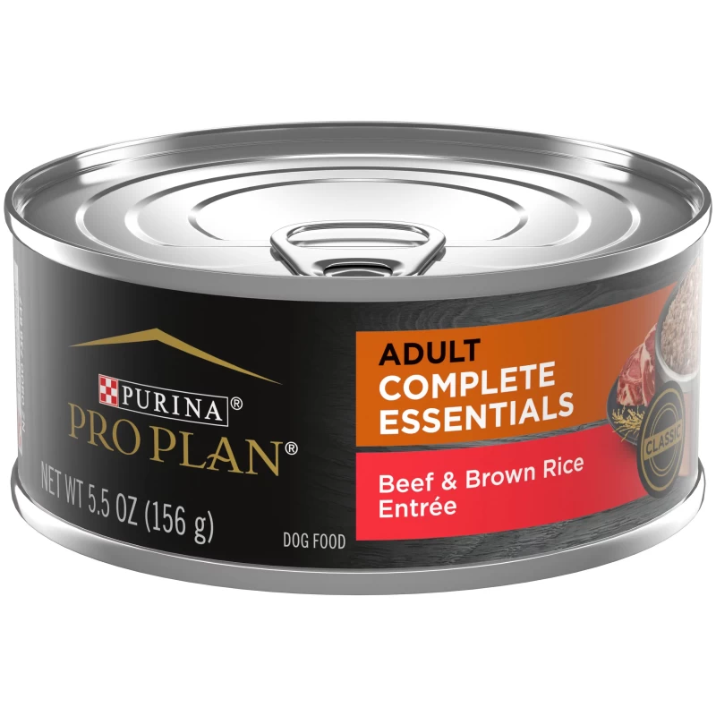 Purina Pro Plan Complete Essentials Wet Dog Food for Adult Dogs Beef, 5.5 oz Cans (24 Pack)