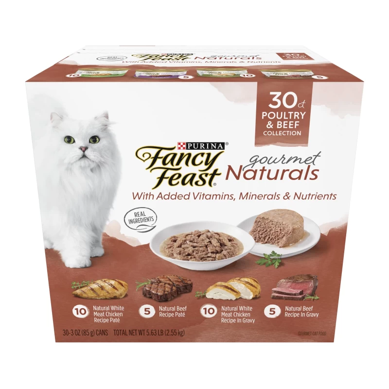 Purina Fancy Feast Poultry and Beef Wet Cat Food Variety Pack, 3 oz Cans (30 Pack)