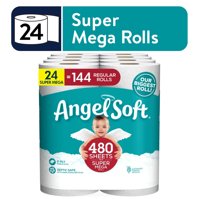 Angel Soft Toilet Paper, 24 Super Mega